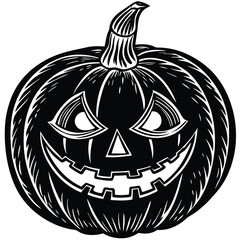 pumpkin with candle inside spooky face.eps