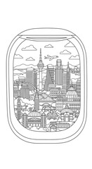 Obraz premium Line art drawing of a military style cap with stars and the words veterans day on the front band isolated on transparent background