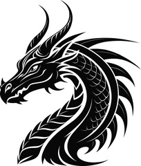 Majestic Dragon Head Illustration Tribal Style Vector Art