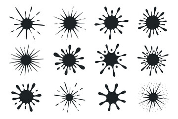 Set of Ink Blot Designs for Graphic Design