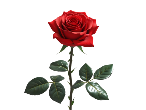 A single red rose stands out against a solid black background showcasing vibrant color and detail