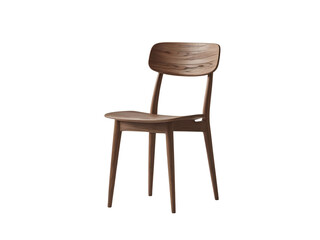 A single elegant wooden chair stands against a solid black backdrop