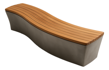 Curved water-resistant bench with a fiberglass-reinforced concrete base, great for large garden spaces in private estates.