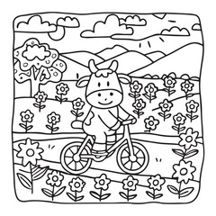 Cozy Cow Moments – Cute and Easy Coloring Page for Adults and Teens | Farm Animal Line Art for Relaxation, cow coloring page, cute, farm animal, easy, adult coloring, line art | Print