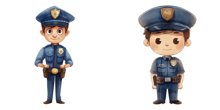 police officer watercolor vector illustration
