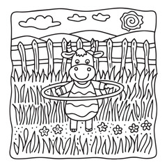 Obraz premium Cozy Cow Moments – Cute and Easy Coloring Page for Adults and Teens | Farm Animal Line Art for Relaxation, cow coloring page, cute, farm animal, easy, adult coloring, line art | Print