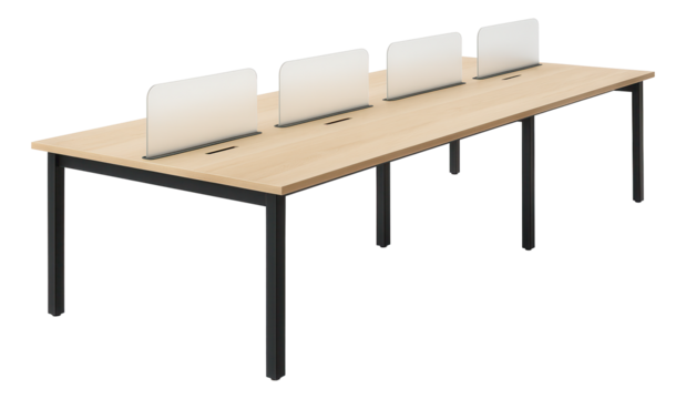 A large communal writing desk for a public library, providing ample seating for multiple users.