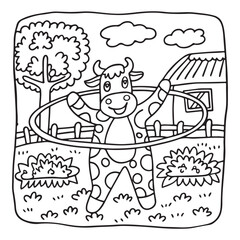 Obraz premium Cozy Cow Moments – Cute and Easy Coloring Page for Adults and Teens | Farm Animal Line Art for Relaxation, cow coloring page, cute, farm animal, easy, adult coloring, line art | Print