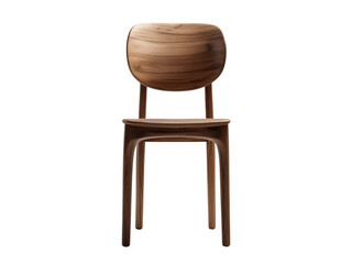 A wooden chair with a rounded backrest stands centered against a stark black backdrop spotlighting its smooth surface