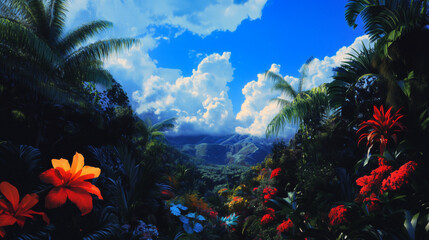 Obraz premium happy birthday tropical