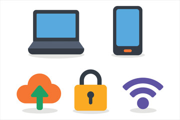 Technology and device icon set collection vector
