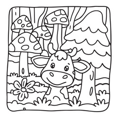 Cozy Cow Moments – Cute and Easy Coloring Page for Adults and Teens | Farm Animal Line Art for Relaxation, cow coloring page, cute, farm animal, easy, adult coloring, line art | Print