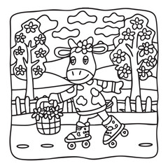 Cozy Cow Moments – Cute and Easy Coloring Page for Adults and Teens | Farm Animal Line Art for Relaxation, cow coloring page, cute, farm animal, easy, adult coloring, line art | Print
