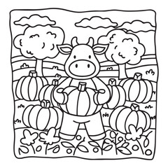 Cozy Cow Moments – Cute and Easy Coloring Page for Adults and Teens | Farm Animal Line Art for Relaxation, cow coloring page, cute, farm animal, easy, adult coloring, line art | Print