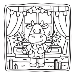 Cozy Cow Moments – Cute and Easy Coloring Page for Adults and Teens | Farm Animal Line Art for Relaxation, cow coloring page, cute, farm animal, easy, adult coloring, line art | Print