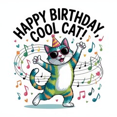 Cute kitten character illustration with a gift box for a funny pet surprise