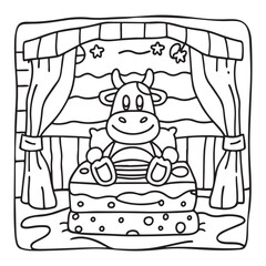 Cozy Cow Moments – Cute and Easy Coloring Page for Adults and Teens | Farm Animal Line Art for Relaxation, cow coloring page, cute, farm animal, easy, adult coloring, line art | Print
