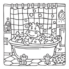 Cozy Cow Moments – Cute and Easy Coloring Page for Adults and Teens | Farm Animal Line Art for Relaxation, cow coloring page, cute, farm animal, easy, adult coloring, line art | Print