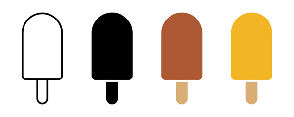 Popsicle in black brown and yellow color variations with stick representing frozen sweet summer dessert cold refreshing snack treat food