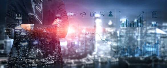Data flow from database and cloud to processing and analytics dashboards, representing data...