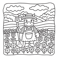 Cozy Cow Moments – Cute and Easy Coloring Page for Adults and Teens | Farm Animal Line Art for Relaxation, cow coloring page, cute, farm animal, easy, adult coloring, line art | Print