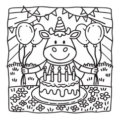 Cozy Cow Moments – Cute and Easy Coloring Page for Adults and Teens | Farm Animal Line Art for Relaxation, cow coloring page, cute, farm animal, easy, adult coloring, line art | Print