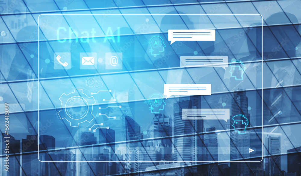 Poster ai chatbot interface facilitates communication, chatbot, and ai interaction for automated user suppo