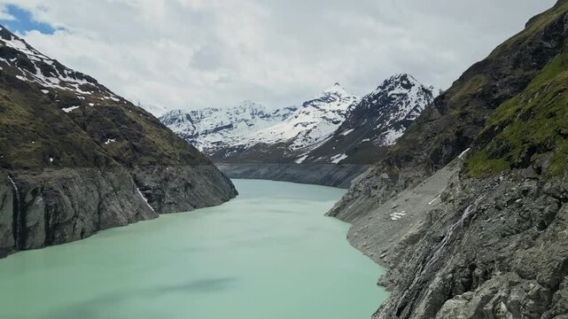 Aerial View Of Lake Dix, Grande Dixence Dam