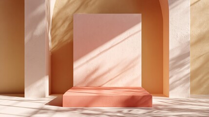 Stylish Summer Product Display with Sunlight and Geometric Shapes