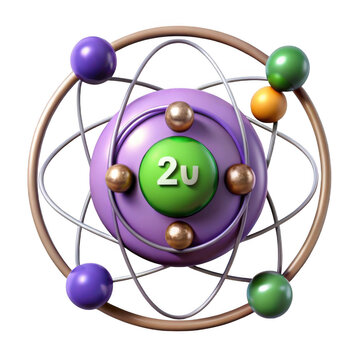 3d model of atom 2u isolated on transparent background