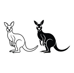 kangaroos cartoon silhouette vector art illustrator