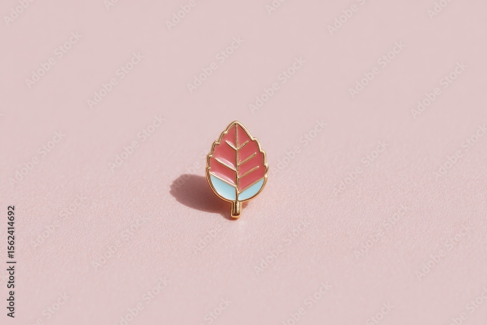 Aufkleber flat-lay of fractal-themed enamel pin on solid pastel background with soft studio shadows