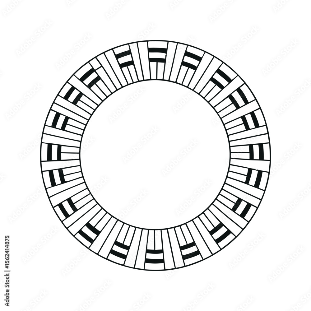 Poster circular decorative pattern with repeating stripes and geometric shapes