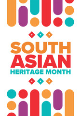 South Asian Heritage Month. Celebrate the diverse cultures and histories of South Asia. Traditional pattern. Creative art poster. Vector illustration