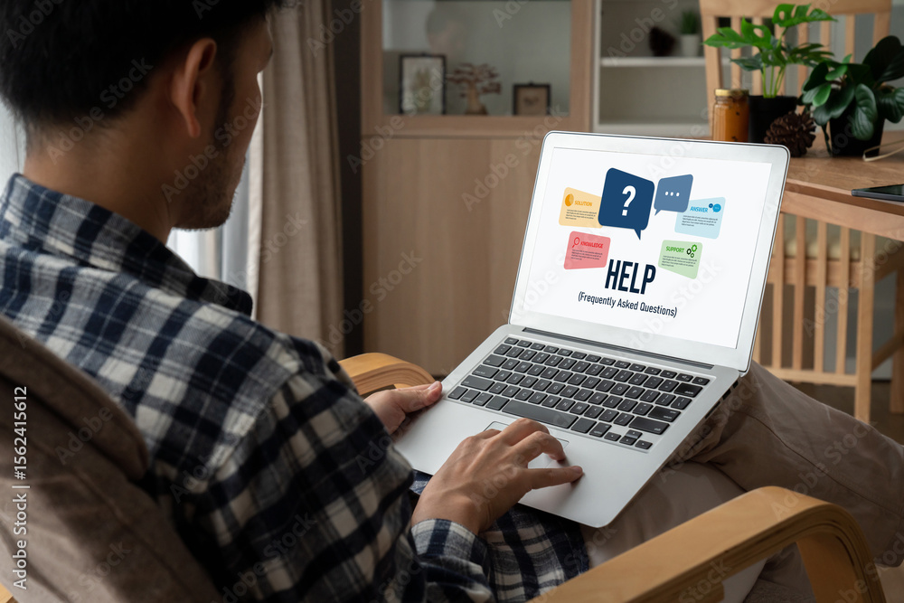 Poster help screen on the website provide answer to faq frequently asked question snugly with knowledge inf