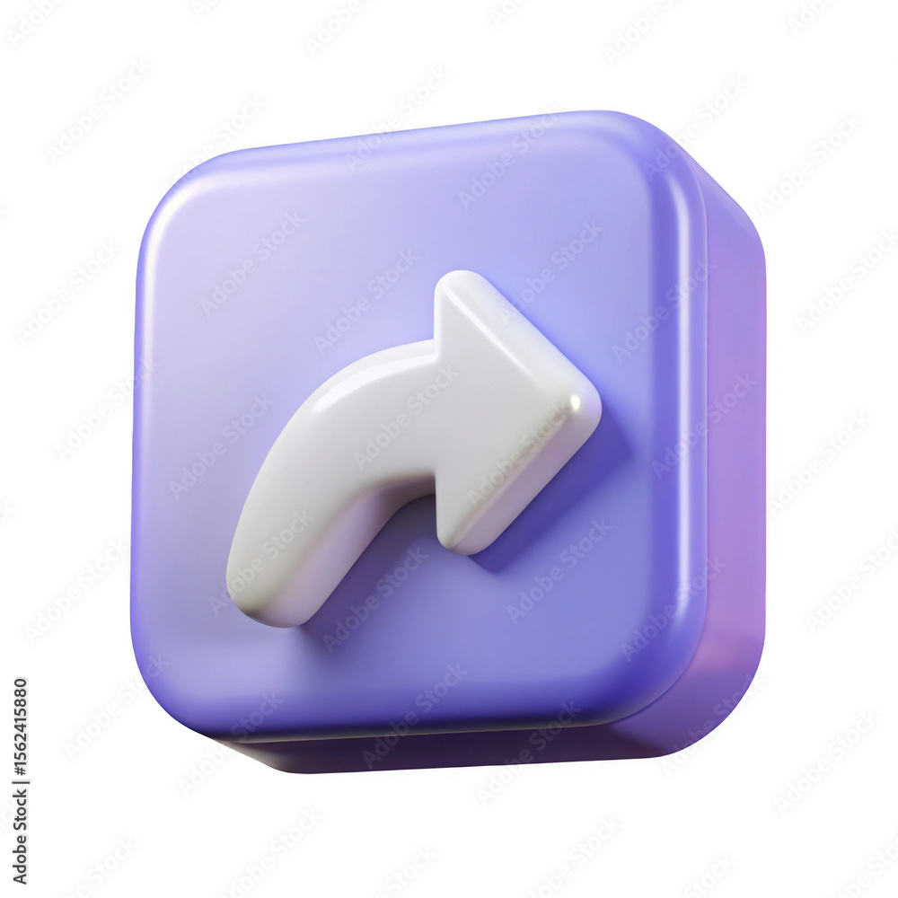 Poster 3d render of a purple share button icon isolated on transparent background