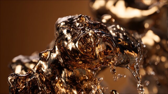 Liquid gold abstract shapes