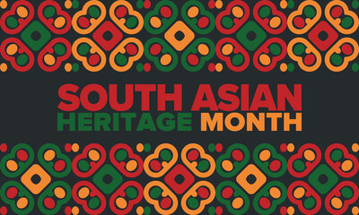 South Asian Heritage Month. Celebrate the diverse cultures and histories of South Asia. Traditional pattern. Creative art poster. Vector illustration
