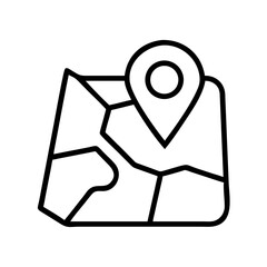Map with location pin icon vector, travel destination, gps navigation, find direction, landmark, guide