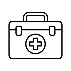 First aid kit vector icon outline, medical emergency box symbol, healthcare equipment and supplies