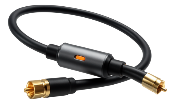 Coaxial cable with integrated surge protection for safeguarding devices in areas prone to electrical storms.