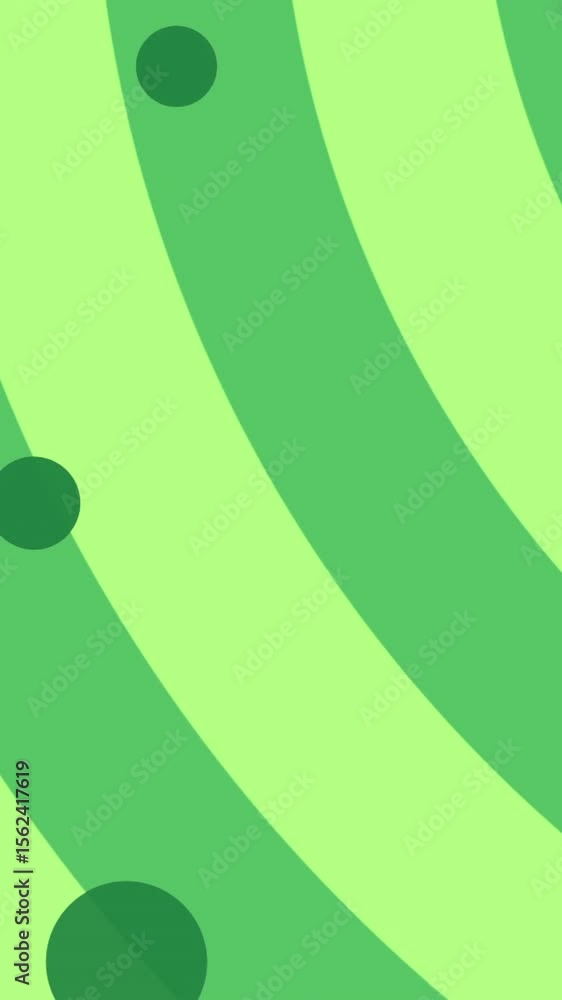Poster animation of vegetables in circle and dots moving on green striped background