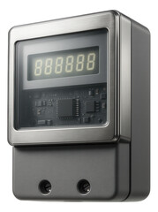 Fototapeta premium Single-phase electricity meter with a compact rectangular design, suitable for monitoring energy consumption in a private house.
