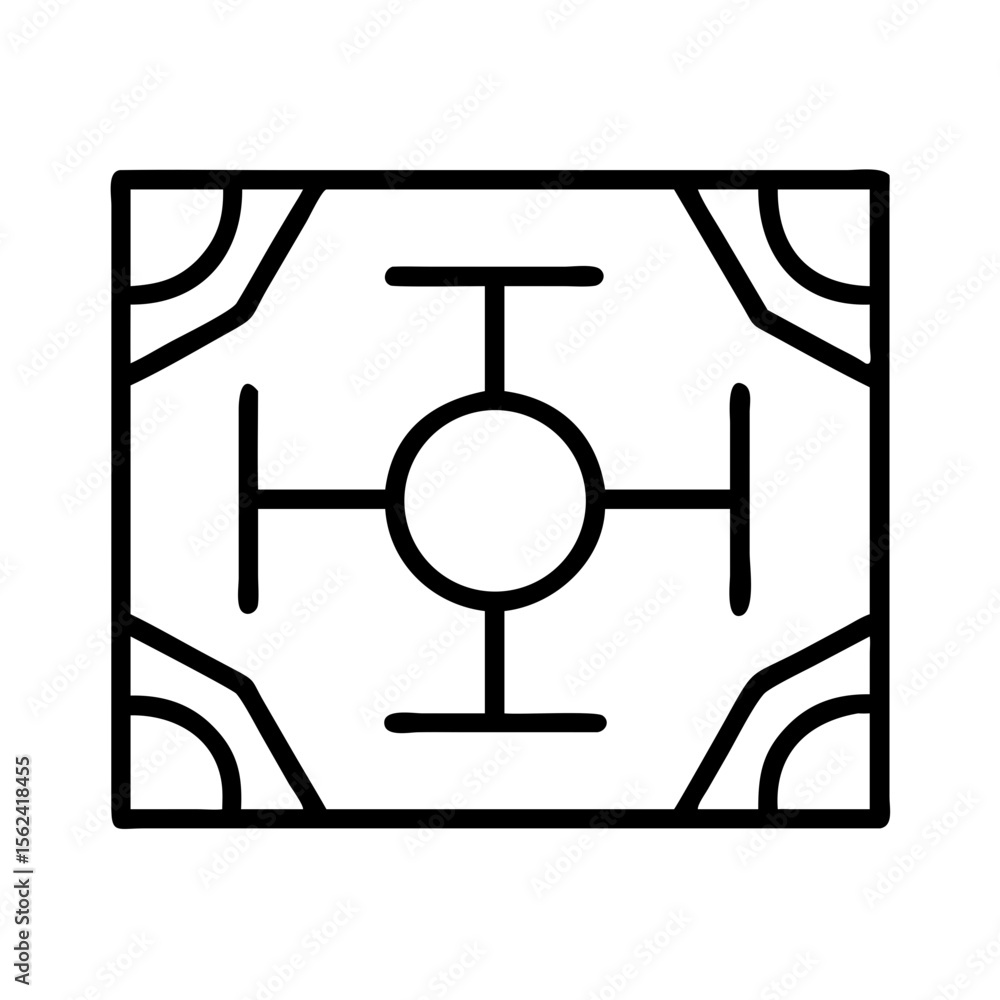 Poster abstract geometric design with circle and lines in square frame vector illustration graphic element 