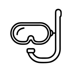 Snorkel gear vector icon, diving mask and tube for snorkeling, swimming and beach summer vacation