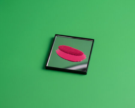 Small Mirror Reflecting Lip Tint Against Green Screen - Powered by Adobe