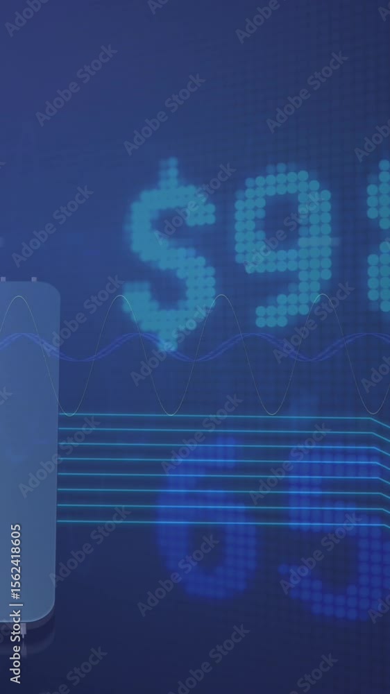 Aufkleber animation of graphs and financial data on navy background