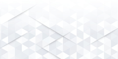 Abstract 3d white background with shadow and hexagon patten. Triangle mosaic template for technology for banner, poster, web in futuristic and technology design. Vector illustration.