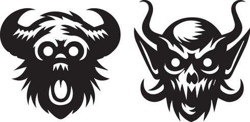 Skull Black and White Vector illustration silhouette 