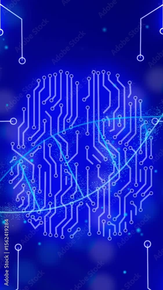 Poster animation of data processing on blue background